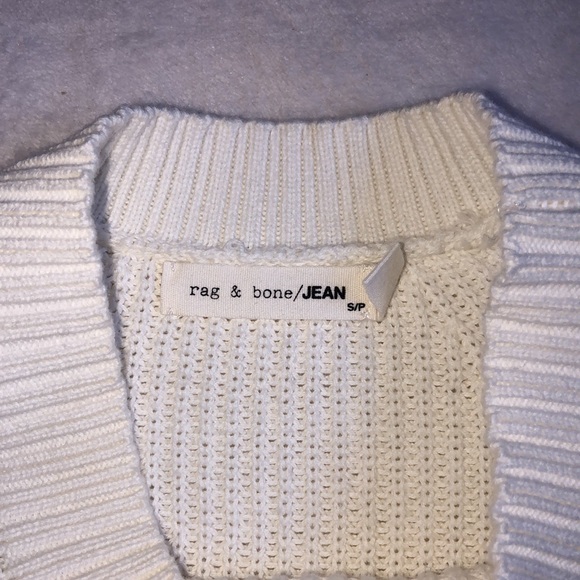 Rag & Bone White Long Sleeve Knit Off The Shoulder Sweater - Picture 5 of 5